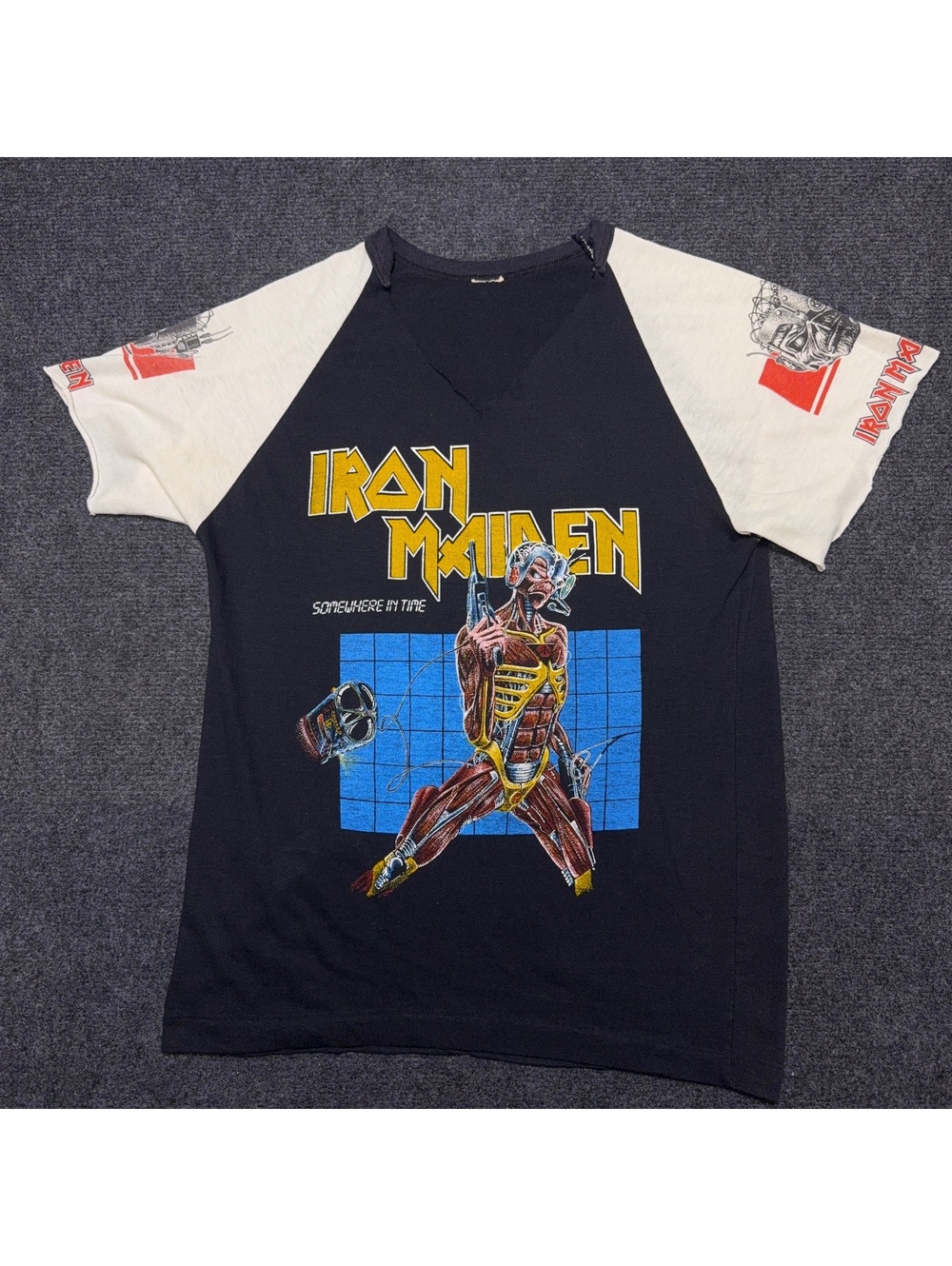 Vintage Iron Maiden Somewhere In Time T Shirt M Chopped Metal Band Tee
